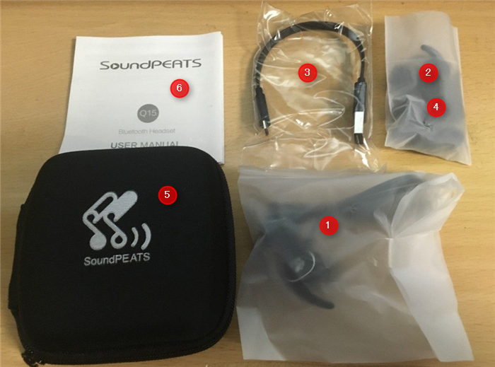 soundpeats Q15　ワイヤレスイヤホン梱包内容